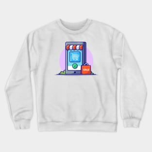 Online Shopping Cartoon Vector Icon Illustration (2) Crewneck Sweatshirt